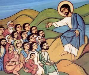 Coptic icon of Christ teaching the multitude
